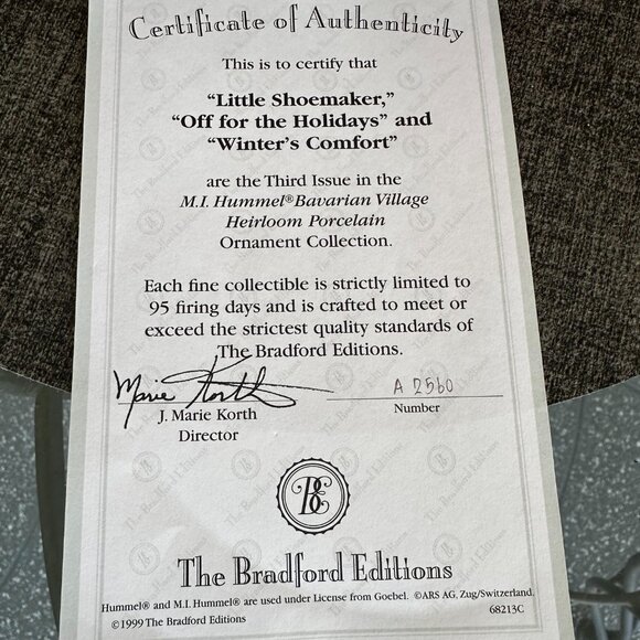 Goebel MJ Hummel Light Up House Christmas Ornaments Set Of 3 Bradford Exchange - Picture 8 of 8